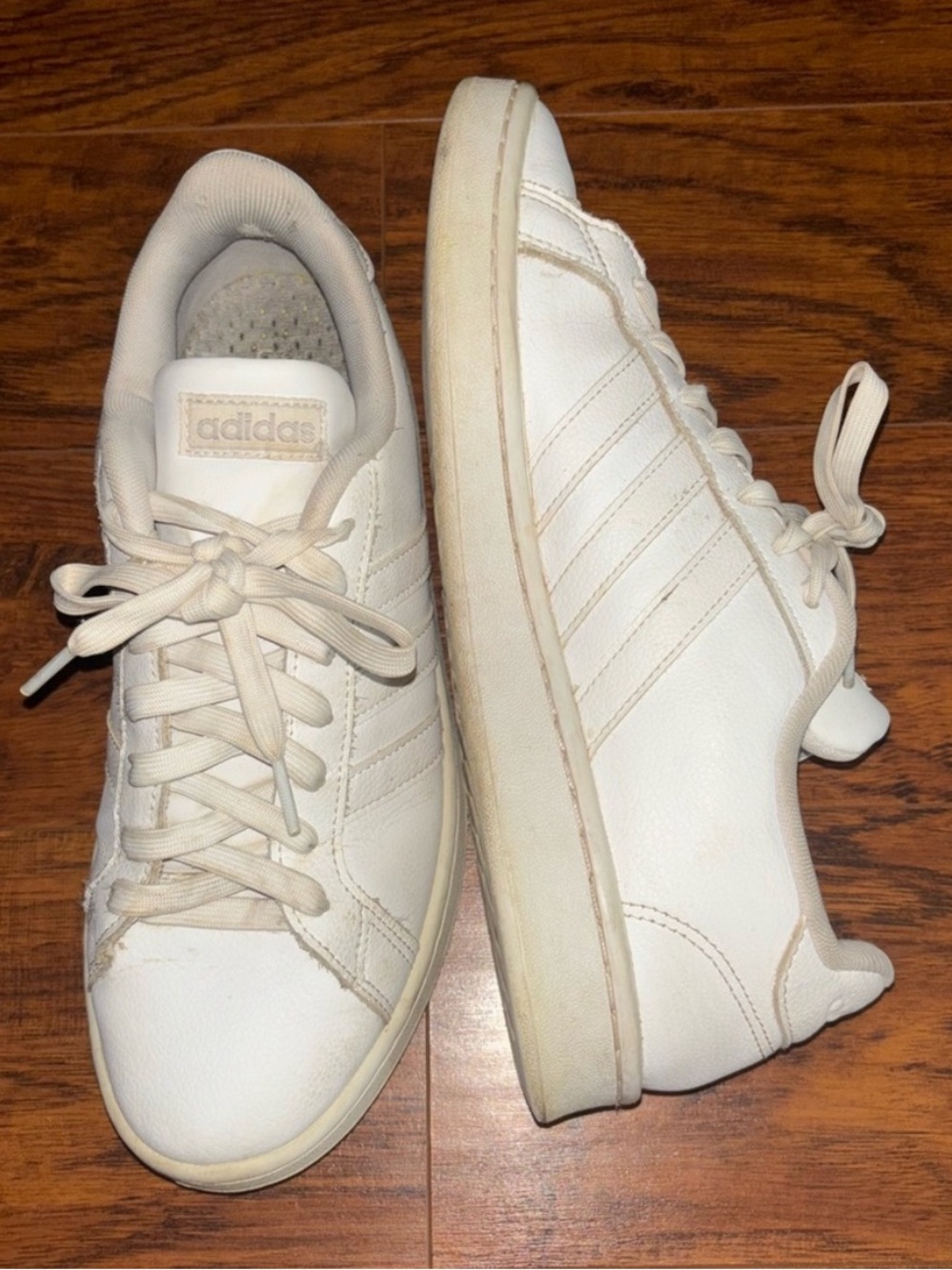 Adidas Low-Top Leather Sneakers Grand Court 2.0 Cloudfoam White Tennis Shoes
